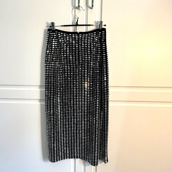 NWT WeWoreWhat Black Geo Crystal Midi Skirt.  Size S - Picture 5 of 6